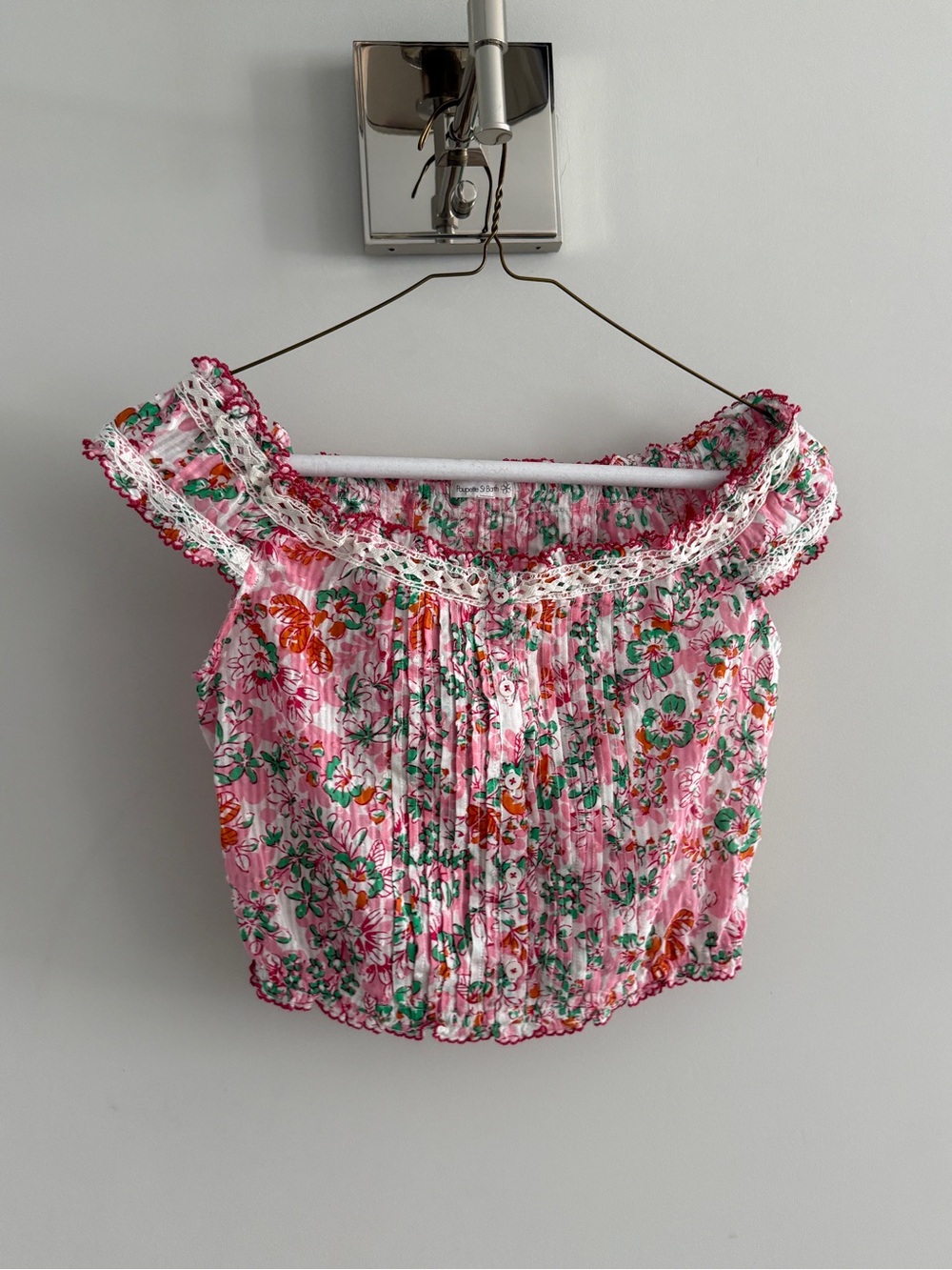 Poupette St. Barth Pink Floral Smocked Top